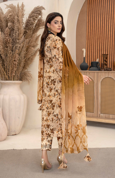 Three-Piece Digital Printed Lawn & Chiffon Suit – Modern & Trendy